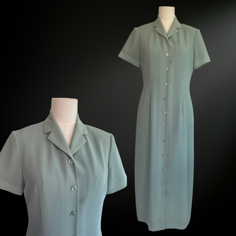 Vintage 90s Talbots Womens Button Front Midi Shirt Dress Size 6 Small Petite